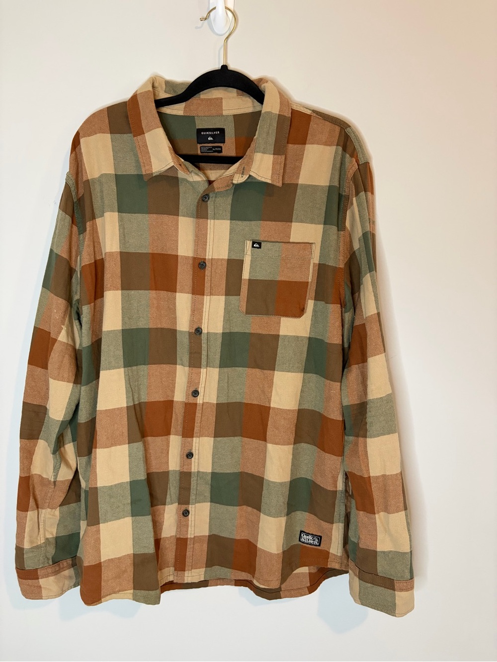 Quiksilver Motherfly Men's Plaid Brushed Cotton Flannel shirt with pocket XL